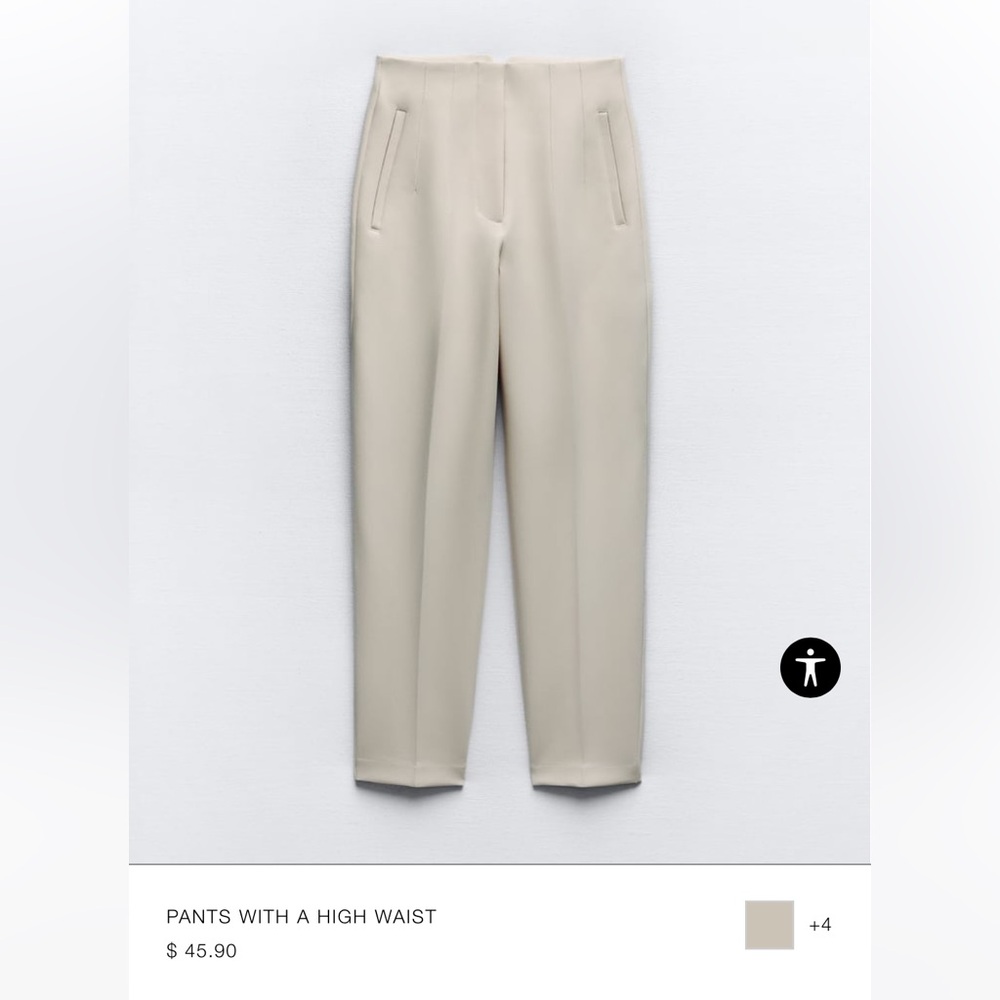 Zara high waist off-white work pants (Medium)